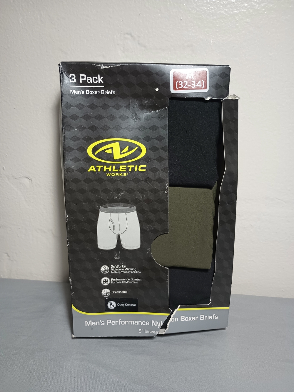 Athletic Works Men's Performance Nylon Boxer Briefs Underwear